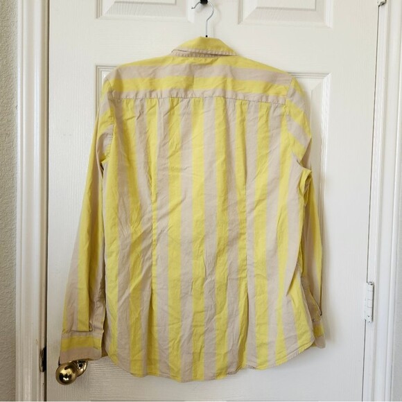 The Shirt by Rochelle Behrens Yellow Cream Striped Button Down Shirt M - Picture 7 of 7